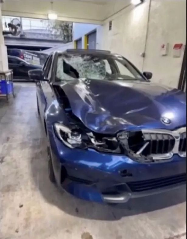 The deadly crash completely mangled Gomez’s BMW