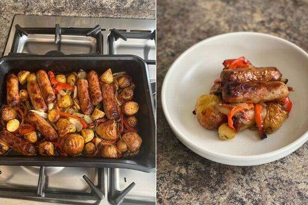 Sausage and potato traybake
