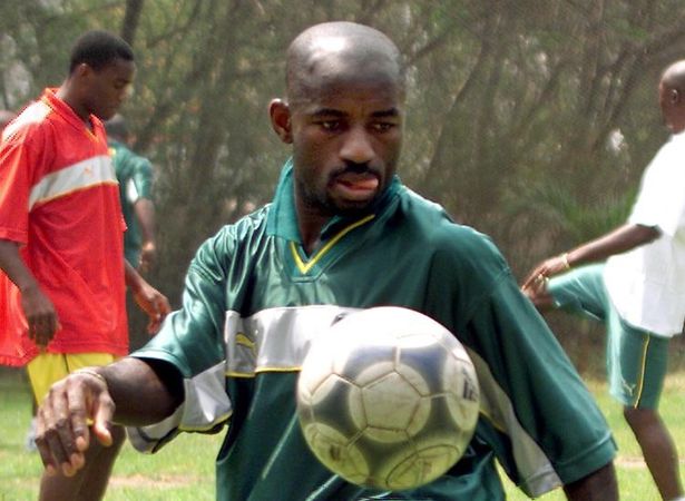 Cameroon national soccer team player Bernard Tchoutang pictured 08 February 2000 in Accra