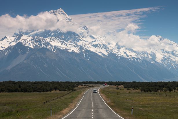 Way to My.Cook , Mount cook national park with Mountain and blue sky , new zealand