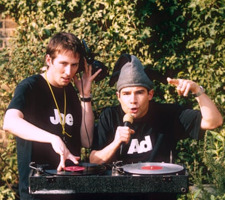 An Adam and Joe comedy skit, as they pretend to scratch discs as DJs