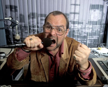 James Whale shouts into the microphone