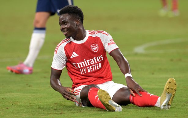Bukayo Saka in pre-season action for Arsenal