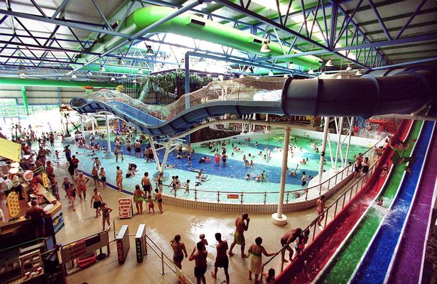 Swimmers at Waterworld in Hanley, Stoke-On-Trent, Staffordshire