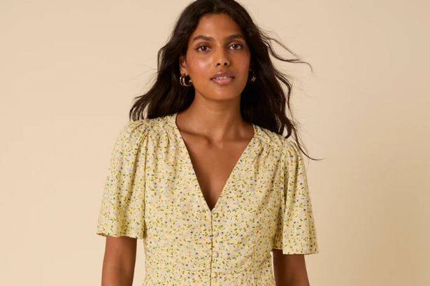 Butter Yellow Ditsy Floral Andie Mini Dress