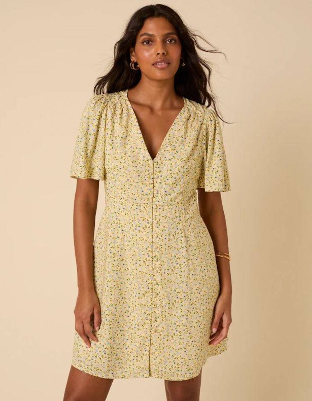 Butter Yellow Ditsy Floral Andie Mini Dress