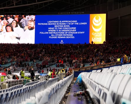 Empty seats as supporters head undercover when the game is suspended.