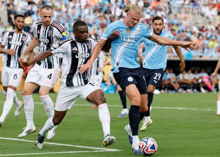 Erling Haaland in pre-season action for Manchester City.