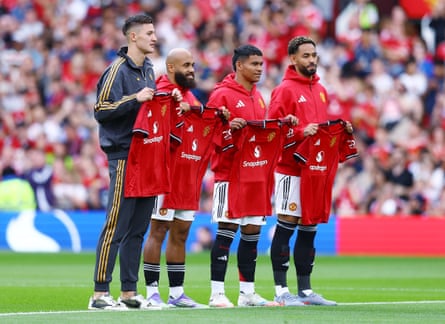 New signings Benjamin Sesko, Bryan Mbeumo, Diego Leon and Matheus Cunha are presented to the fans before kick-off.