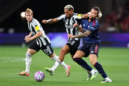 Joelinton in pre-season action for Newcastle.
