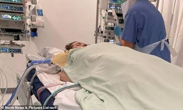 Jack Woodley on a life support machine at the Royal Victoria Infirmary in Newcastle after the fatal attack