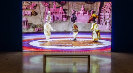 Wael Shawky’s Cabaret Crusades III: The Secrets of Karbala, installation view, at Talbot Rice Gallery, 2025.