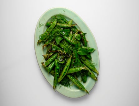 Tomos Parry’s grilled pea pods