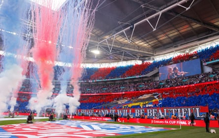 HF’s tifo for last season’s FA Cup final between Crystal Palace and Manchester City saying ‘Wembley will shake and it will be beautiful’.