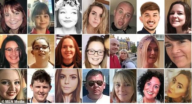 A composite showing the 22 people killed in the Manchester Arena bombing in May 2017 which Abedi helped to plan