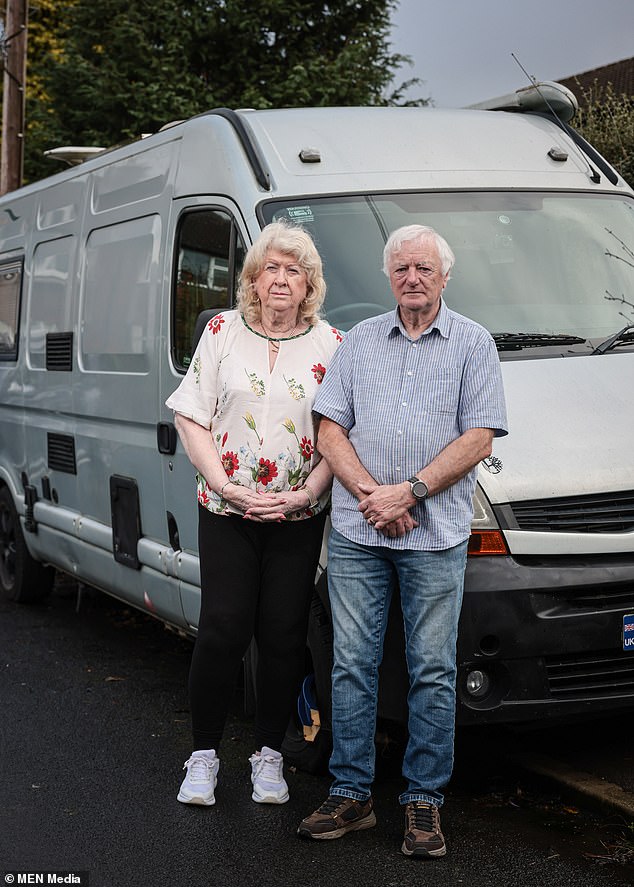 Great-grandfather Peter Hughes (pictured with his wife Anne) was initially fined £6,000 after a man was found hiding inside his small camping trailer at the Port of Calais