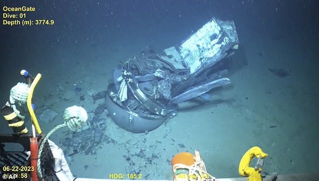 Karl Stanley, a submersible pilot at the Roatan Institute of Deepsea Exploration, who had known Rush for years, said he was convinced Rush knew his submersible would eventually implode. Pictured, remains of the Titan submersible