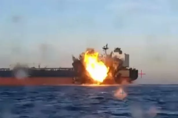 Video grab shows smoke rising from a cargo ship in the Black Sea off the Turkish coast
