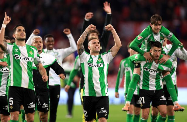 Real Betis celebrate beating Sevilla