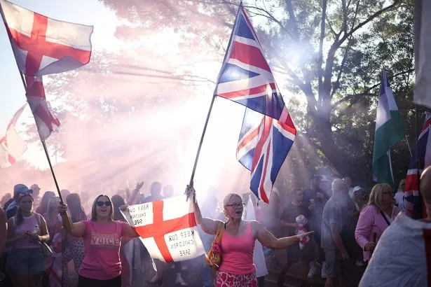 Protests outside the Bell Hotel in Epping over the summer