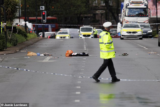 The couple allege the Independent Office for Police Conduct (IOPC) was slow to launch an investigation and took weeks to appeal for witnesses or gather evidence. Pictured: The scene in Earl's Court, London, following the tragedy