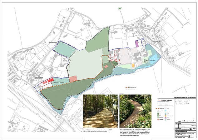 Pictured: Oxens tracks and footpath proposals. Tense meetings are now being held between the Manor and local residents, a local source told the Mail