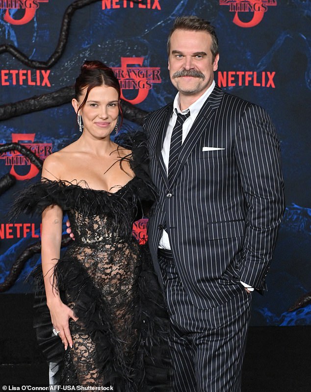 'Of course I felt safe [with Harbour],' Brown (seen with Harbour earlier this month) told the publication. 'We've worked together for 10 years. 'I feel safe with everyone on that set'