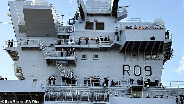 HMS Prince of Wales returning to Portsmouth Naval Base at the end of her eight-month deployment with the Carrier Strike Group (CSG25), known as Operation Highmast on Sunday November 30, 2025