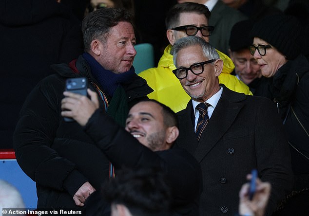 Lineker is now back in Britain and was seen earlier today in the stands at Selhurst Park to watch Manchester United's 2-1 comeback win against Crystal Palace