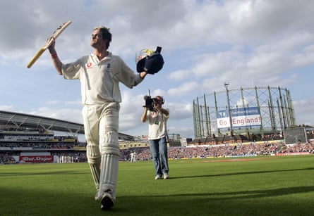Kevin Pietersen leaves the Oval field after his match-winning heroics 20 years ago.