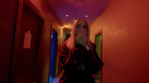 GK barry looking shocked with hands to her mouth in fake it documentary