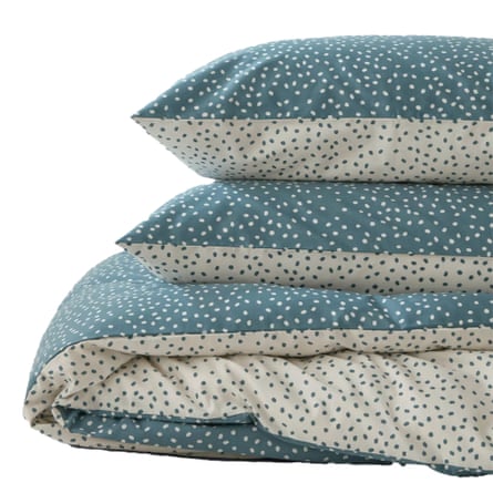 John Lewis ANYDAY Spots Reversible Duvet Cover Set, in Blue/Stone.