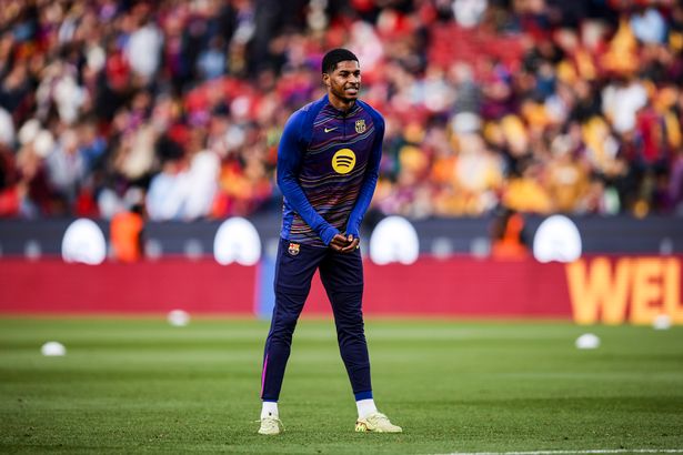 Marcus Rashford of FC Barcelona plays during the La Liga EA Sports 2025/26 match between FC Barcelona and Deportivo Alaves at Spotify Camp Nou Stadium in Barcelona, Spain, on November 29, 2025. 