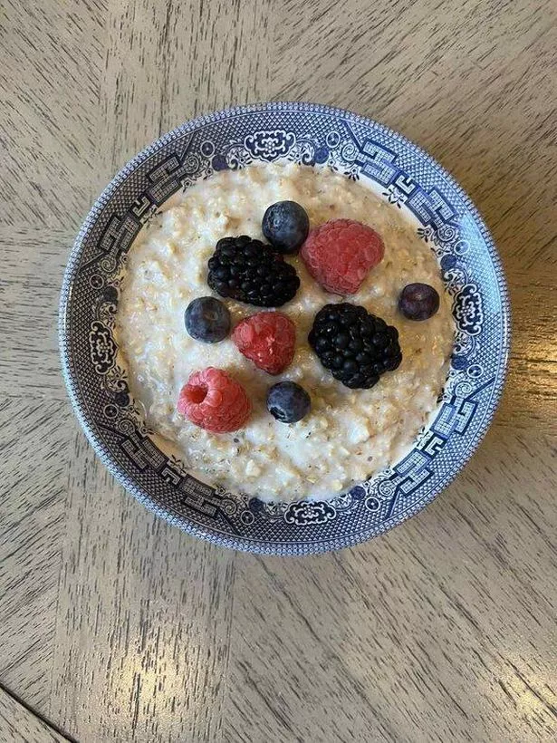 Porridge in a bowl with fruit