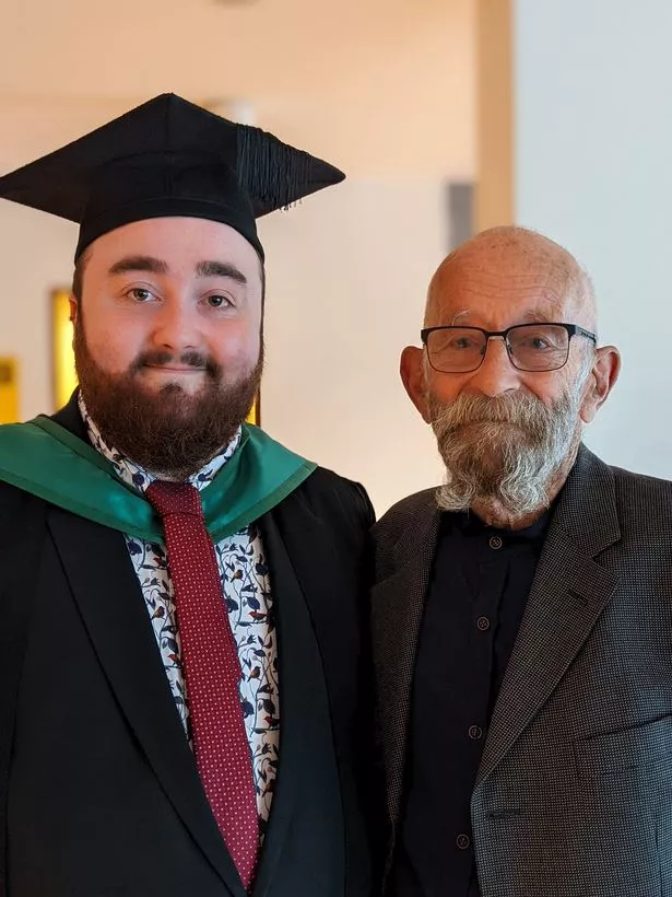 Charlie Wardle with his son Tim at his graduation