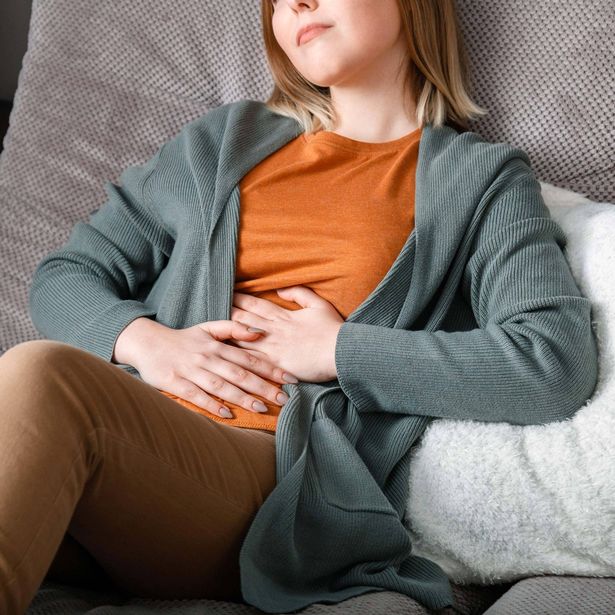woman with stomach pain