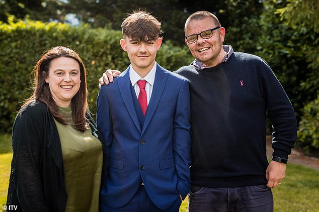 Charlie Cosser with his parents Tara and Martin. Charlie was killed in July 2023