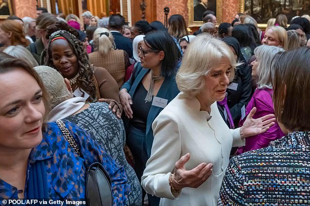 Ms Fulani took to social media platform X, previously known as Twitter, to express her outrage at the incident at the Palace reception (pictured) on November 30 for violence against women. Lady Hussey resigned with 'immediate effect' the following day