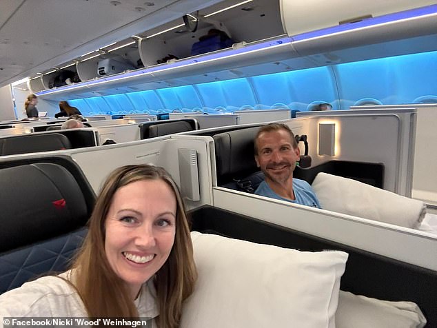 The pair jet-setting in first class on their way to Copenhagen in August this year