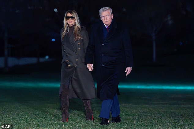 The president's remarks came as he and Melania returned to the White House Sunday night