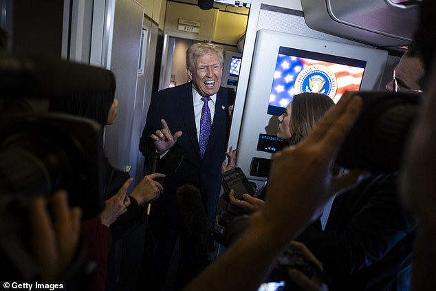 Donald Trump (pictured) has warned Venezuelan dictator Nicolas Maduro to flee now alongside his wife or face the consequences as the US loads up on warships and troops in the region