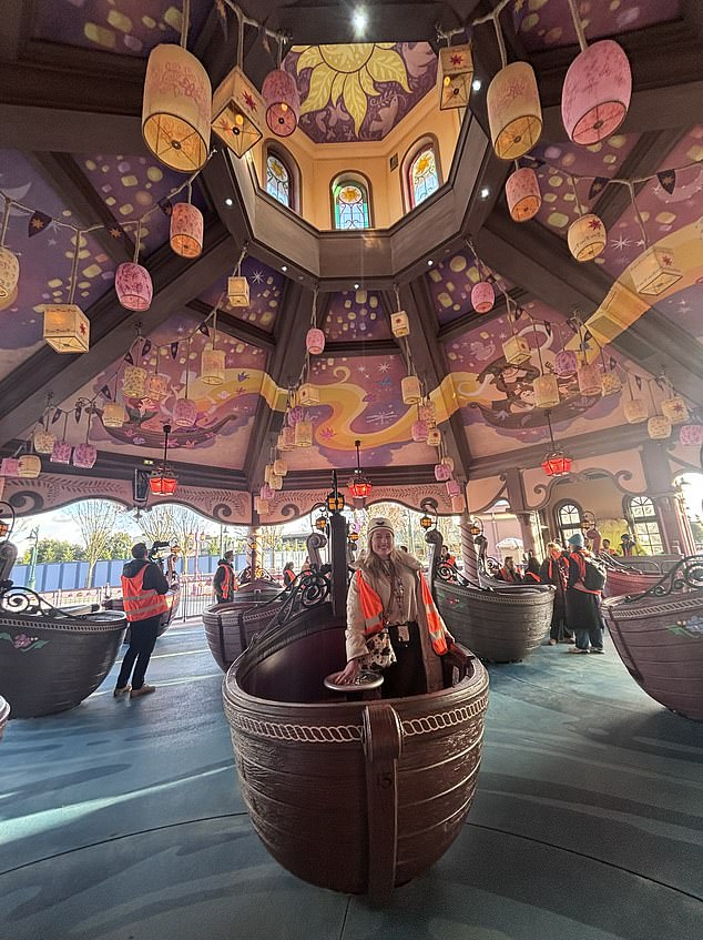 As well as the Frozen Ever After boat ride, I¿m taken to the site of Raiponce Tangled Spin ride ¿ which is Disneyland¿s take on magic teacups