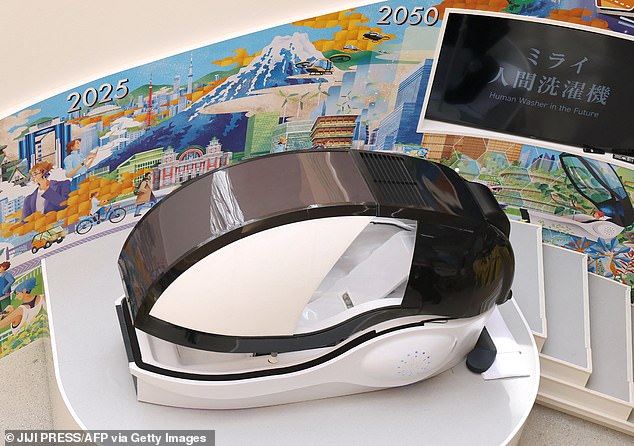 A 'human washing machine' that can clean a person from head to toe has gone on sale in Japan for £290,000 (60 million Japanese yen)