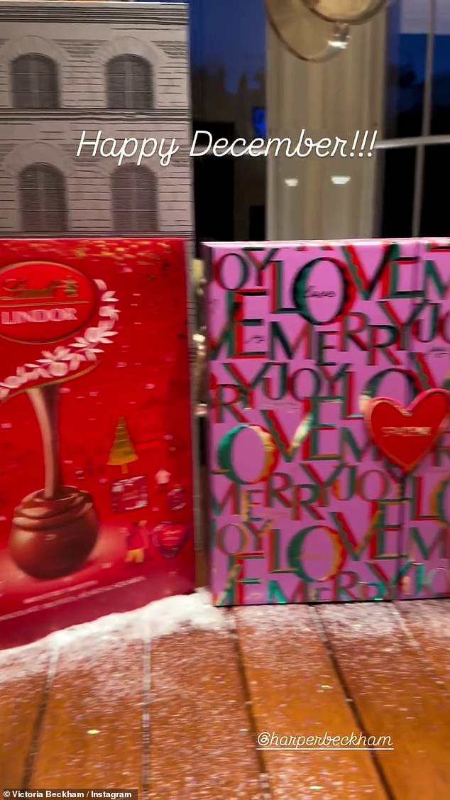 As she panned the camera over the items, seven different calendars were visible including a pricey £160 beauty advent calendar from Space NK and a Gucci one full of tree decorations