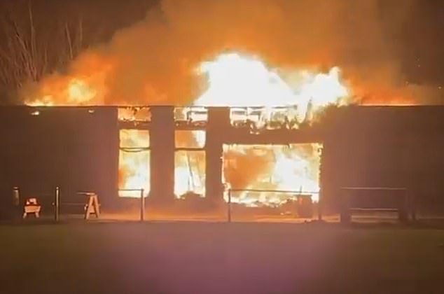 A huge fire engulfed Penarth Athletic Club (pictured) near Cardiff, Wales, in the early hours of Monday morning