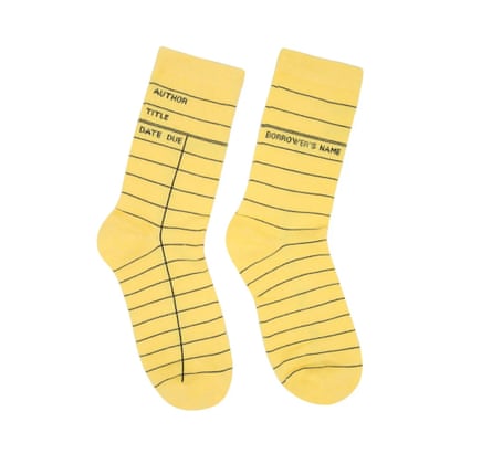 Yellow library card socks