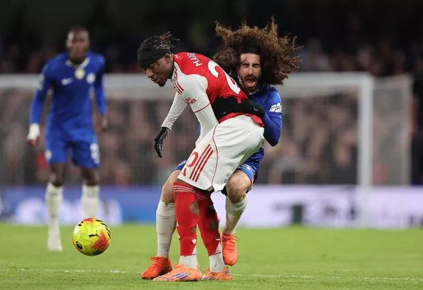 Noni Madueke and Marc Cucurella clash