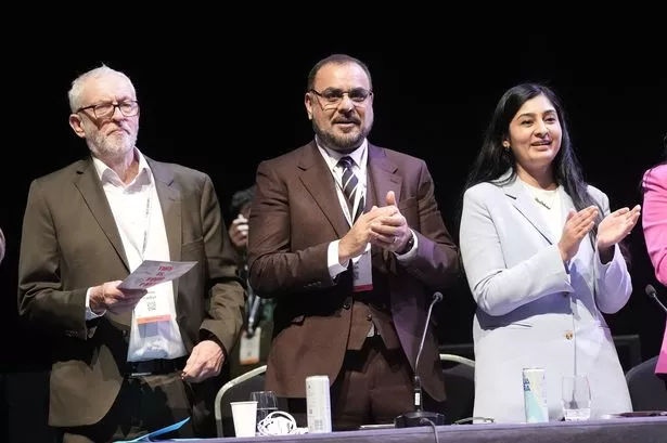 Jeremy Corbyn and Zarah Sultana on stage at the Your Party conference