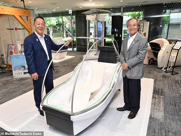 Osaka-based firm Science Co. originally created the human washing machine (pictured) as a prototype for the Osaka Kansai Expo last year, but overwhelming interest in the product spurred the company to make a commercial model
