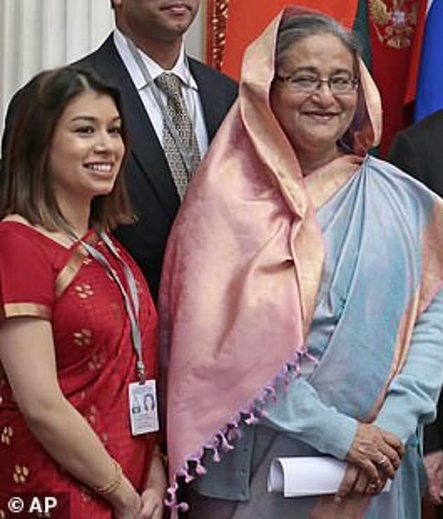 Labour MP Tulip Siddiq (left) at the Kremlin in 2013 with her aunt, Sheikh Hasina